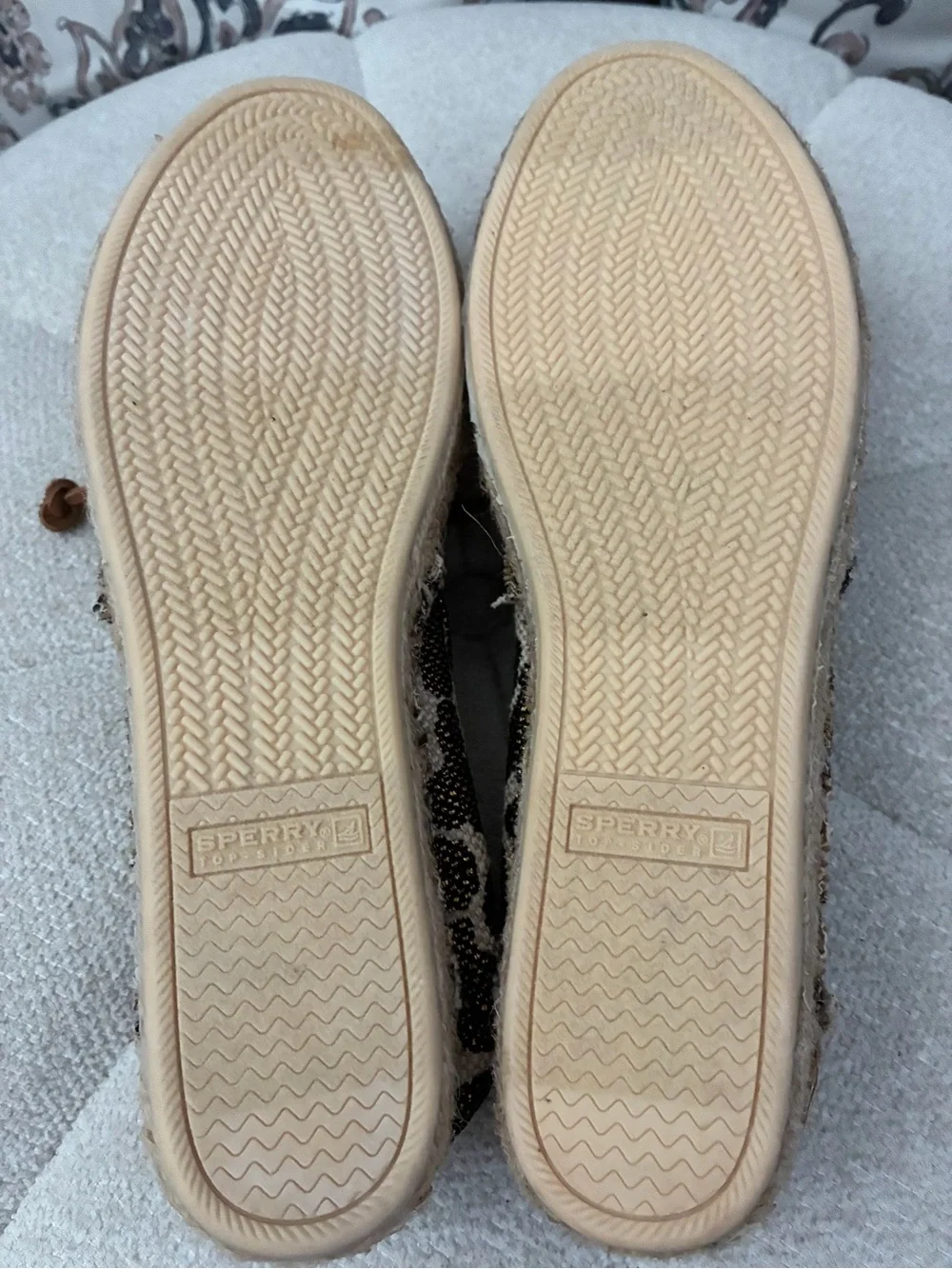 Sperry Leopard Print Espadrille Flats with Tan Laces